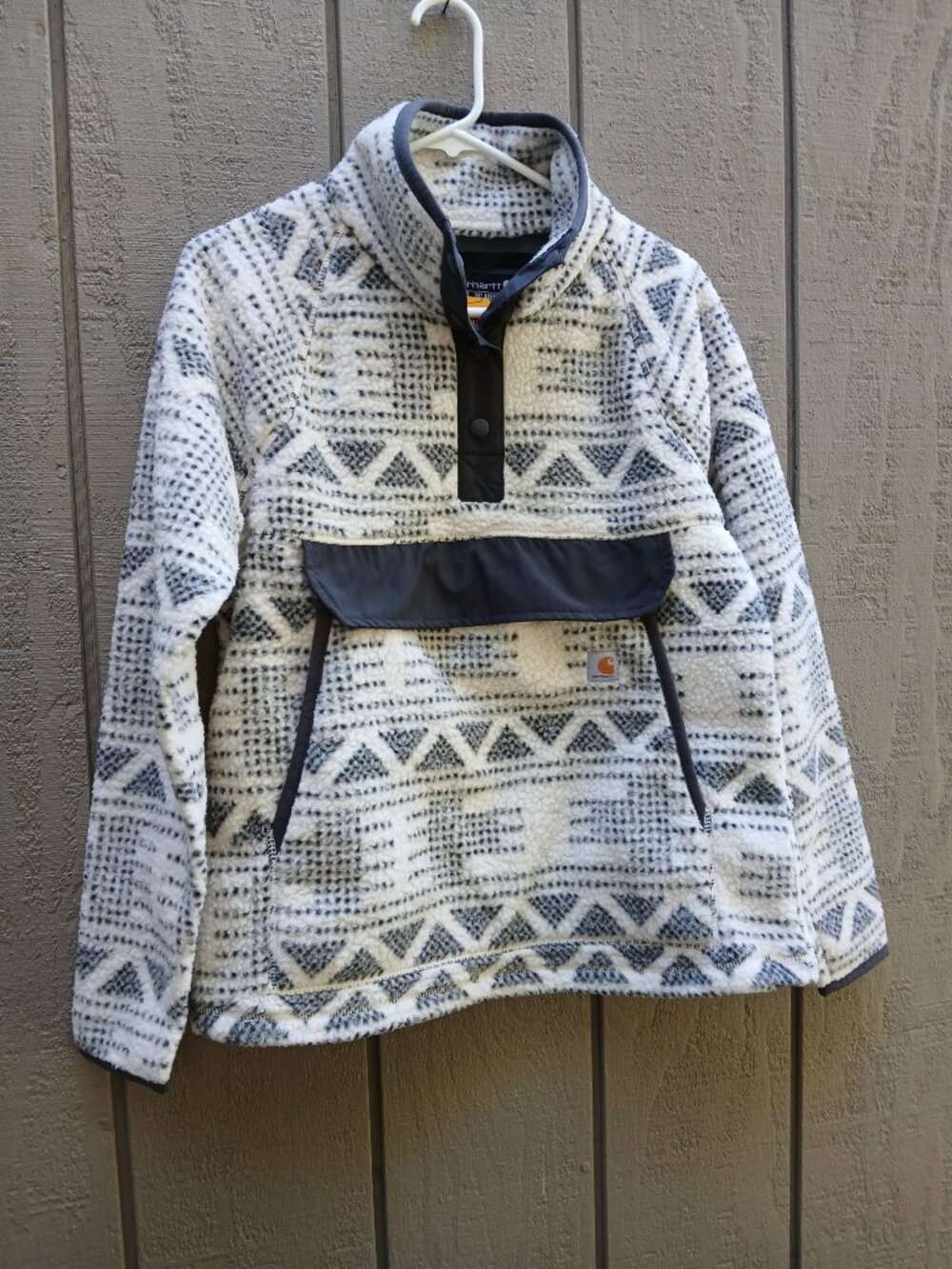 Carhartt NWT Women's S Relaxed Fit Fleece Pullover 1/4 Snap Large Pockets 104922
